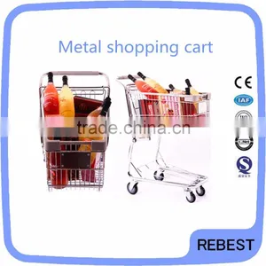 Zinc Plated Metal Shopping Cart With Wheels thumbnail-1