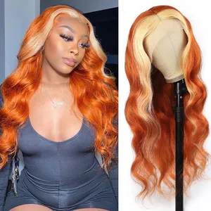 Ginger Blonde Lace Front Wig Body Wave Hd Lace Frontal Wig 613 Colored Human Hair Wigs 13X4 Ginger Lace Front Wig thumbnail-1