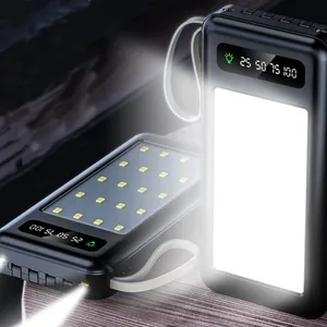 High Real Capacity 20000mah 10000mah Portable LED Light Four Cable Mobile Phone Fast Charging Battery Power Bank thumbnail-1