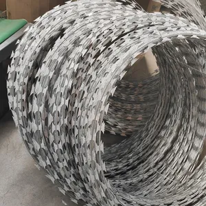 High Quality Stainless Steel 430/304/316 Concertina Razor Barbed Wire for Security Purpose thumbnail-1