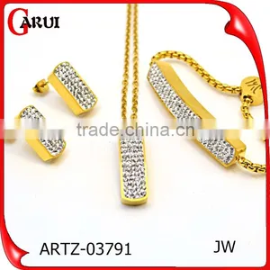 Fashion Jewelry With Diamonds Rectangle Shape Dubai Gold Jewelry Set thumbnail-1