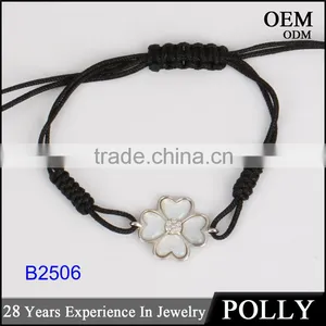 Lovely Cute 925 Sterling Silver Fabric Bracelet Shell Women Bracelet thumbnail-4