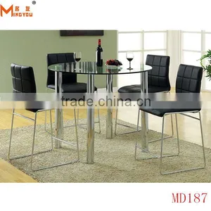 Low Price 4 Seater Round Glass Dining Table thumbnail-2