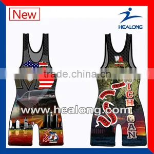 Custom Men's High Cut Wrestling Singlets Shirt Wear Jersey thumbnail-1