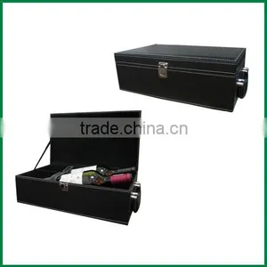 1 Bottle,2 Bottle,6 Bottle Stock Pu Leather Cover Wood Wine Gift Box thumbnail-3