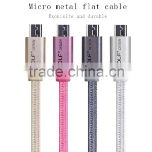 GOLF Micro Metal Flat Cable 2.1A Weave Noodle Fast Charge and Data Cable for Android Mobile Phone thumbnail-1