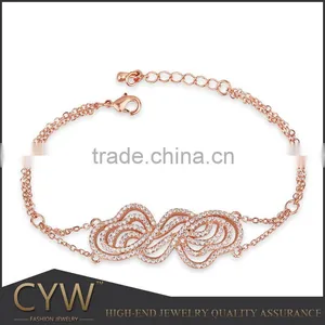 925 Sterling Silver Beautiful Charm Bracelet With Clear Zirconia Fashion Bracelet 2014 Bijoux Nickel Free thumbnail-1