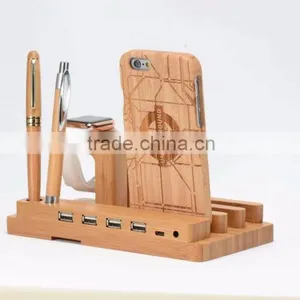 2016 New Arrival Luxury Bamboo Material Stand Holder for Apple Watch Iphone Ipad thumbnail-2