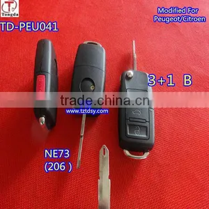 Tongda TD-PEU041, Modified3+1button Flip Car Key For 206 207 Remote Key Blank Case For Repair Replacement for Peugeot/Citiron thumbnail-1