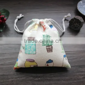 Wholesale Colorful Cute Cotton Fabric Drawstring Bag With Logo in Custom thumbnail-1