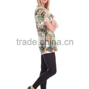 Factory New Arrived 3D Print Tropical Flower Wholesale Polyester Gym T-shirt thumbnail-5
