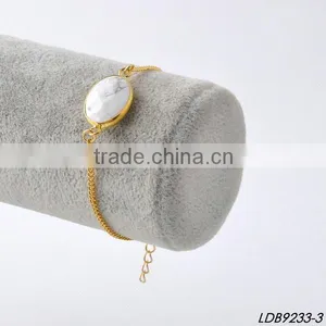 Delicate Gold Chain Oval Glass Bracelet thumbnail-1