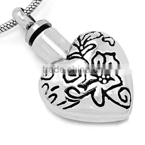 Truthkobo Fashion Cremation Jewelry Sets 316l Stainless Steel Silver Engraving Black Enamel Hear Shape Urn Pendant for Babies thumbnail-1