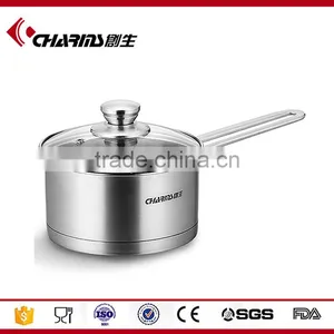 Stainless Steel Milk Pan With Glass Lid FDA SGS With Energy Saving Encapsulated Bottom thumbnail-1