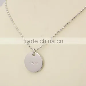 Fashion Jewellery Engraved Words Dream Hope Disk Pendant Jewelry Necklace thumbnail-4