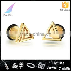 Reliable Guangzhou Jewelry Wholesalers Fashionable Jewelry 18K Gold Plated Triangle Earring Men Stud thumbnail-1