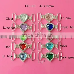 Stock Hot Selling Factory Price Colorful Heart Rhinestone Connector for Headband/hairwear for Bikini (RC-60) thumbnail-1