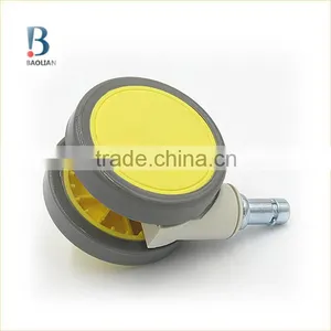 China-made Fine 2.5-inch Yellow PU Thread Stem Swivel Medical Caster Wheels thumbnail-4