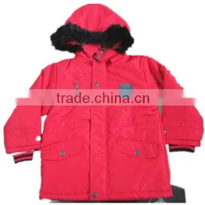 Red Hooded Boys Winter Jacket thumbnail-1