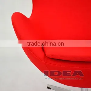 Replica Arne Jacobsen Egg Chair - Red Wool Fabric - Polished Aluminum Base thumbnail-4
