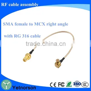 RF Cable With SMA Female to MCX Right Angle Male and RG178 Cable thumbnail-1