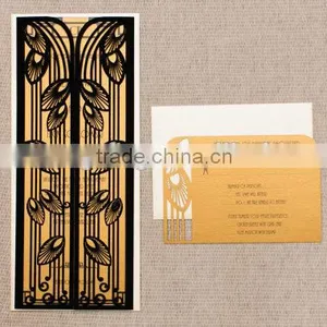 2016 Newmengxing Art Deco Wedding Invitation, Laser Cut Art Deco Motif, Unique Wedding Invitation, Modern Invite thumbnail-2