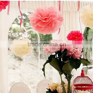Hot Sale High Quality Beautiful Tissue Paper Pom Wedding Cloth Decoration thumbnail-1