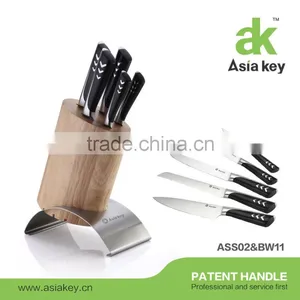Classic Knife Block Set 6 Piece Natural Oak and High Quality Stainless Steel thumbnail-1