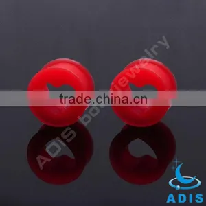 Beautiful Heart-shape Hollow Earring Red Silicon Tunnels thumbnail-1
