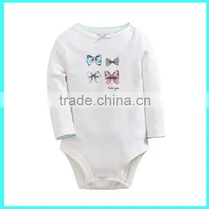 Made in China New Arrival 100% Cotton Printed Bowknot Long Sleeved Baby Rompers thumbnail-1