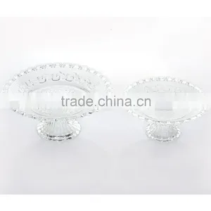 Best Seller Embossed Pattern Clear Glass Plate With Stand Glass Kitchenware thumbnail-2