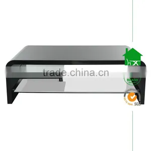 TV-3006 High Gloss Top TV Stand With Clear Glass Shelves thumbnail-1