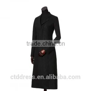 2015 New Style 100% Cashmere Black Coat 2015 Women Fashion Clothing thumbnail-2