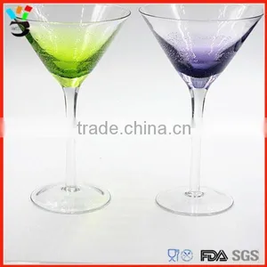 6 oz Good Quality Green Blue Martini Glass With Bubble thumbnail-1