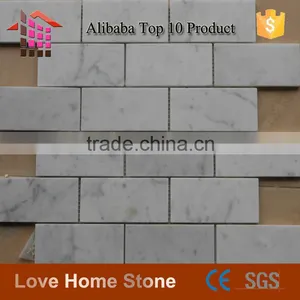 Carrara Marble Italian White Bianco Carrera Brick Mosaic Wall Tile For Subway thumbnail-5