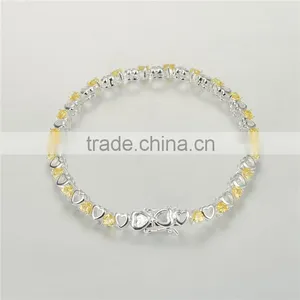 925 Sterling Silver Yellow CZ Infinity Heart Bracelet Wholesale BR005 thumbnail-2
