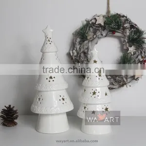Electric Lighted Ceramic Christmas Tree With Star Carving thumbnail-2