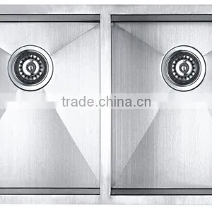 Two Bowls Stainless Steel Commerical Hand Made Kitchen Sink GR-3320 thumbnail-5