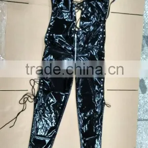 Hot Wholesale Open Breast Costome Two-way Zipper Sexy Tight Leather Catsuit thumbnail-1