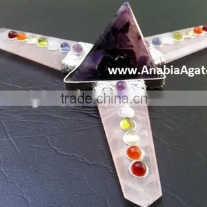 Rose Quartz Flat Stick Chakra Gemstone Energy Generator : Gemstone Amethyst Tetrahedron thumbnail-5