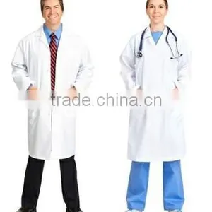 Designer 41" Inch Extra Long Unisex White Polycotton Doctor Coat thumbnail-1