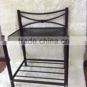 New Black Finish Metal Night Stand Accent Table With 2 Shelves thumbnail-1