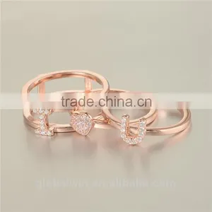 Latest Designs Gold Plated Finger Sex Letter I Love You Sterling Silver Ring With Clear Zircon thumbnail-4