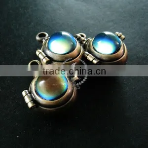 20mm Vintage Style Brass Bronze Steam Punk Vial Pendant Charm Box With Color Change Mood Stone Cabochon Supplies 1810416 thumbnail-2