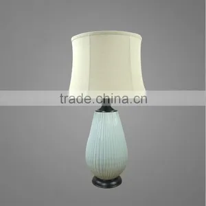Metal Base In Black Powder Coating Ceramic Body With Fabric Lampshade Bedside Table Lamp Study Table Lamp thumbnail-1