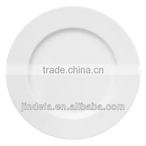 Dinnerware 10'' Dish Hot Sale White Porcelain Flat Plate for Hotel thumbnail-1