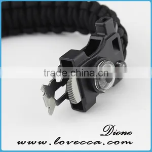 Fashion Survival Kit Paracord Bracelet With Flint Fire Starter Compass thumbnail-3