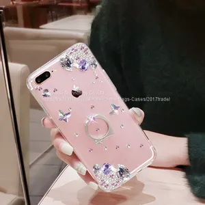 Silicone Cell Phone Case Diamond Mobile Phone Cases for IPhone7/7Plus/6/6s/6plus/6splus Tpu Soft Case With Ring Holder thumbnail-4