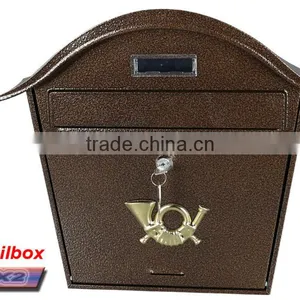 FQ-103 Wall Mounted Iron Plate Mailbox With or Without Newspaper Cube for Outside Can be Painting With Different Colors thumbnail-3