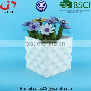 Home and Garden Decorations Dimple Design Glazed Pot Plant White Square Ceramic thumbnail-2
